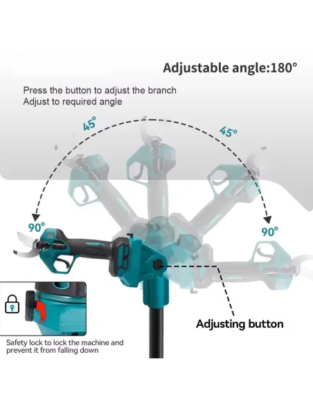 Foarfeca de Gradina , 48V, 2 Acumulatori, Brat Telescopic 2m, Unghi Reglabil de Taiere-07