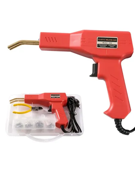 Pistol de lipit si sudat plastic , 50w  + 200 sarmulite ondulate + Cutie transport CADOU