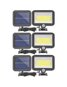 Set 3 x proiector cu incarcare solara, 100 x LED COB