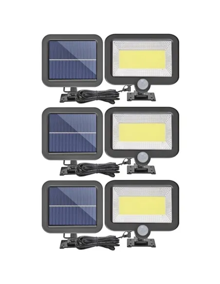 Set 3 x proiector cu incarcare solara, 100 x LED COB