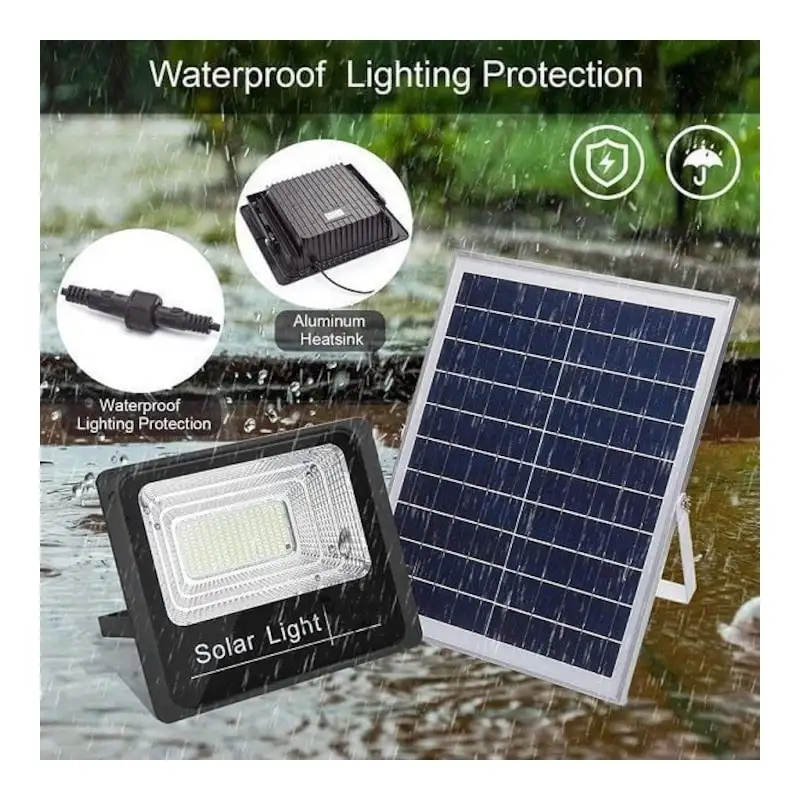 Proiector cu panou solar mare JORTAN, 50/100/150/400/600/1200W, led, Senzor lumina, tehnologie 2025