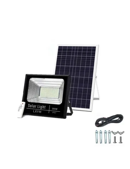Proiector LED 100W cu panou solar, telecomanda
