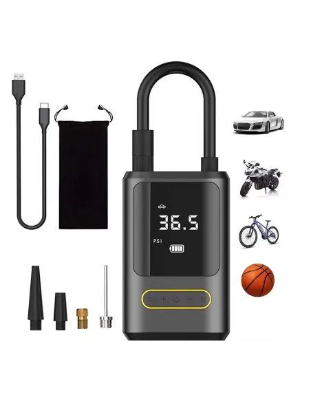Compresor auto portabil digital aer wireless 7.4V, 50W,2 x 2000mAh lanterna LED, lumina SOS