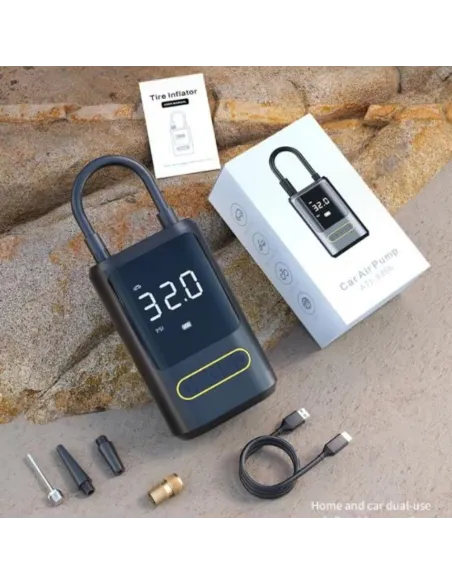 Compresor auto portabil digital aer wireless 7.4V, 50W,2 x 2000mAh lanterna LED, lumina SOS