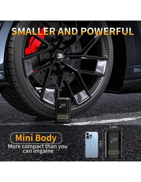 Compresor auto portabil digital aer wireless 7.4V, 50W,2 x 2000mAh lanterna LED, lumina SOS