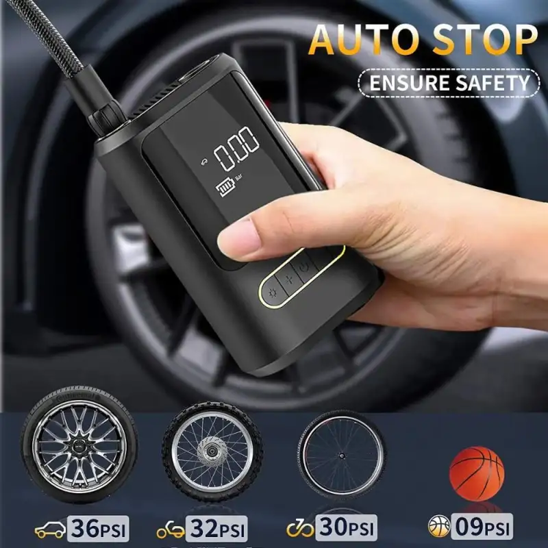Compresor auto portabil digital aer wireless 7.4V, 50W,2 x 2000mAh lanterna LED, lumina SOS