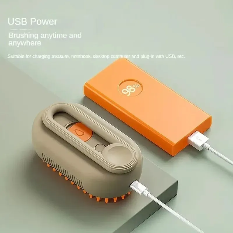 Perie cu aburi 3 in 1 pentru animale, maner rotativ 360