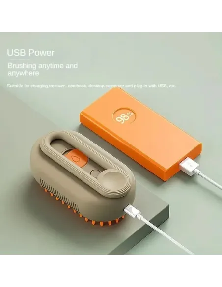 Perie cu aburi 3 in 1 pentru animale, maner rotativ 360