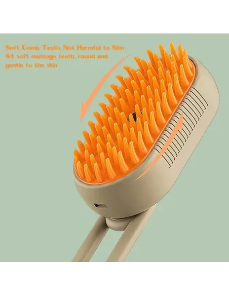 Perie cu aburi 3 in 1 pentru animale, maner rotativ 360