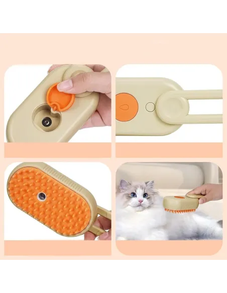 Perie cu aburi 3 in 1 pentru animale, maner rotativ 360