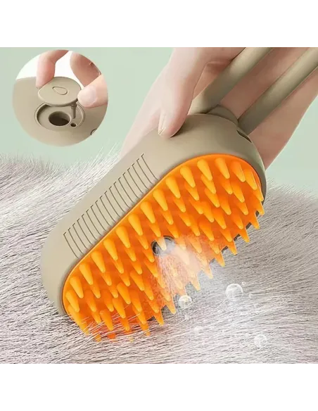 Perie cu aburi 3 in 1 pentru animale, maner rotativ 360