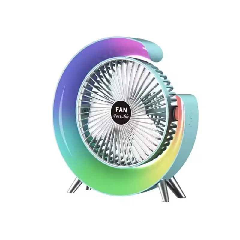 Mini ventilator RGB cu 3 trepte de ventilatie 5 moduri de iluminare