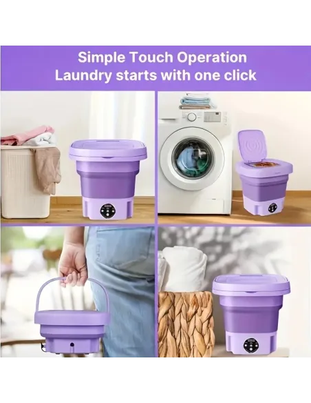 Mașină de spălat mini portabilă complet automată și pliabilă, multifuncțională, cu consum redus, ultra-silentioasă