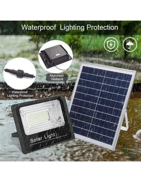 Proiector Solar 400W, Jortan cu Panou Solar Mare negru IP66