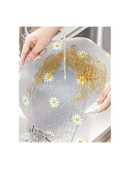 Folie de protectie pentru rafturi cu floricele albe 45 x 300cm