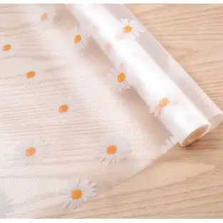 Folie de protectie pentru rafturi cu floricele albe 45 x 300cm 2