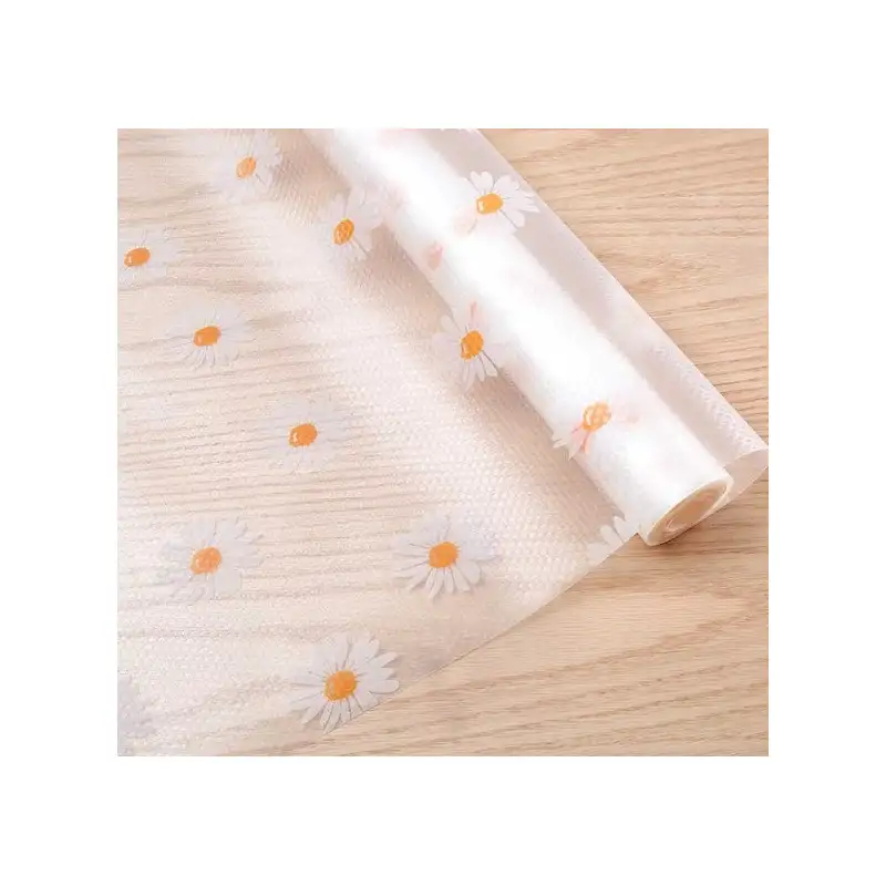 Folie de protectie pentru rafturi cu floricele albe 45 x 300cm