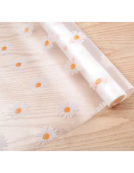 Folie de protectie pentru rafturi cu floricele albe 45 x 300cm