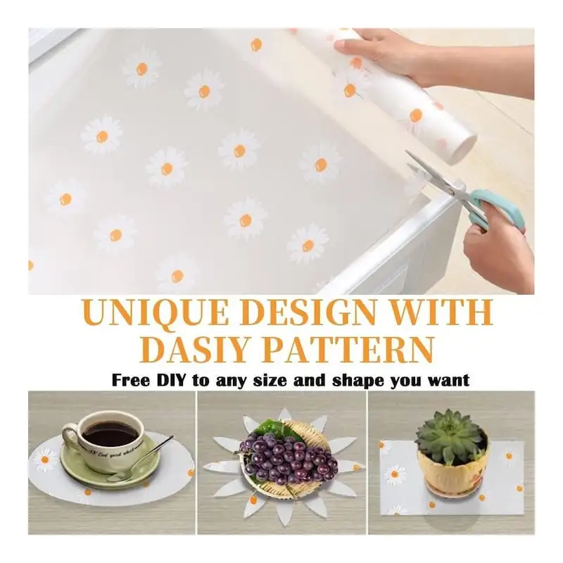 Folie de protectie pentru rafturi cu floricele albe 45 x 300cm