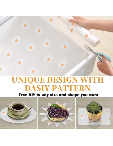 Folie de protectie pentru rafturi cu floricele albe 45 x 300cm