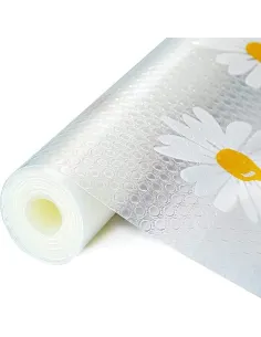 Folie de protectie pentru rafturi cu floricele albe 45 x 300cm