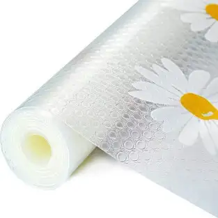 Folie de protectie pentru rafturi cu floricele albe 45 x 300cm