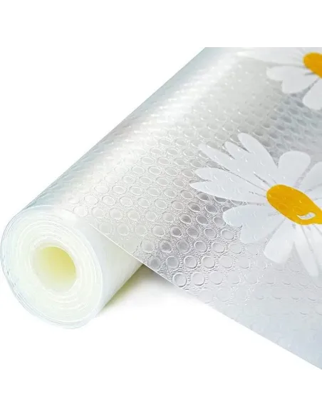 Folie de protectie pentru rafturi cu floricele albe 45 x 300cm