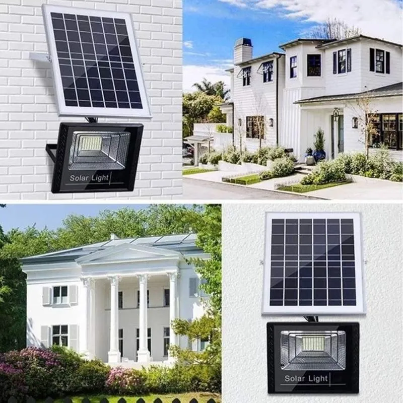 Proiector LED 100W cu panou solar, telecomanda