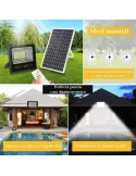 Proiector Led 1200w cu panou solar Jortan cu telecomanda IP67