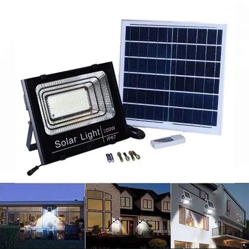 Proiector cu panou solar mare JORTAN, 50/100/150/400/600/1200W, led, Senzor lumina, tehnologie 2025
