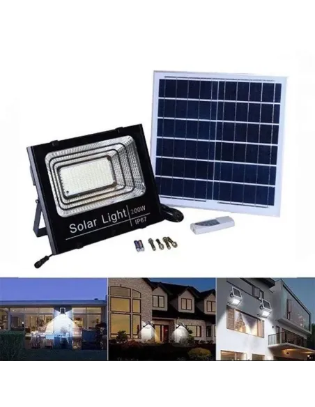 Proiector cu panou solar mare JORTAN, 50/100/150/400/600/1200W, led, Senzor lumina, tehnologie 2025
