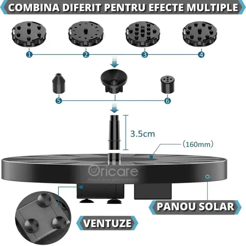 Fantana arteziana solara, 6 duze si acumulator