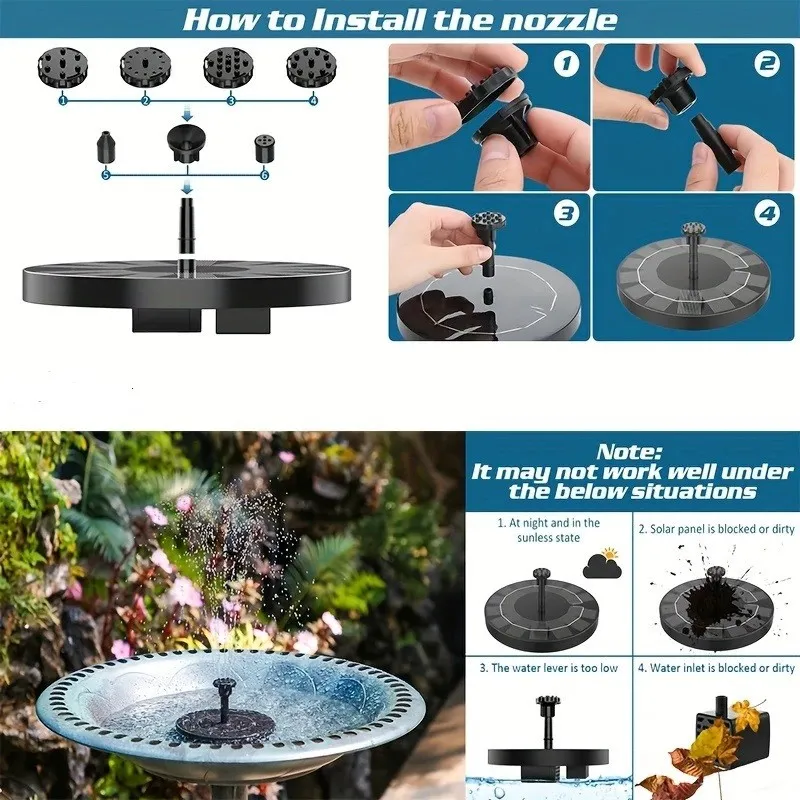 Fantana arteziana solara, 6 duze si acumulator