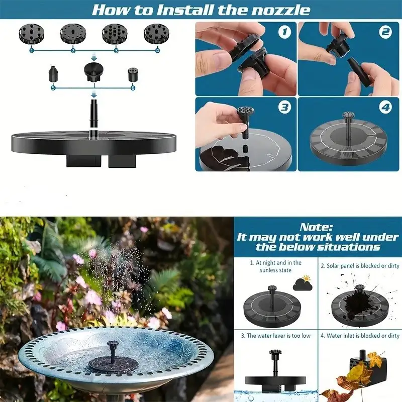 Fantana arteziana solara, 6 duze si acumulator