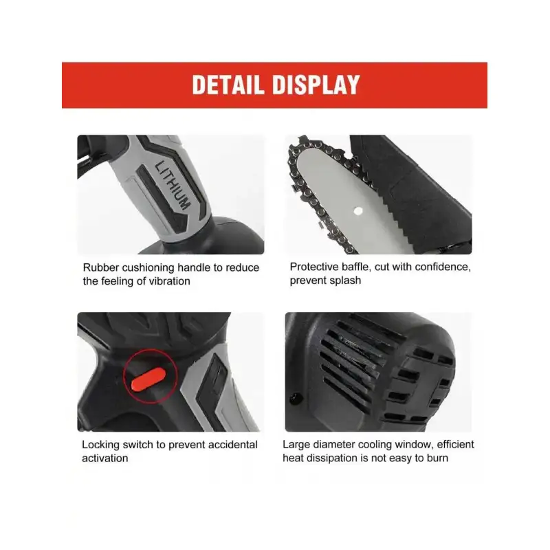 Mini drujba Dasgut 48V, 6 inch, 2 acumulatori + CADOU Trusa de scule profesionale 40 de piese