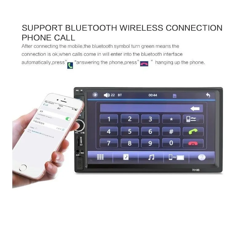 MP5 cu Ecran Touch HD de 7", 7018B, Bluetooth, Telecomanda, Negru