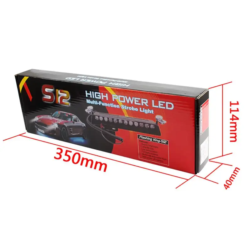 Lampa de avertizare cu lumina stroboscopica auto cu 12 LED-uri, rosu/negru, 57x34cm