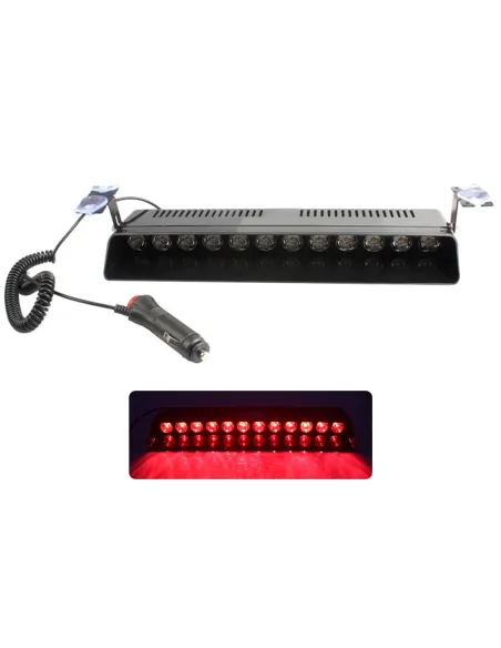 Lampa de avertizare cu lumina stroboscopica auto cu 12 LED-uri, rosu/negru, 57x34cm