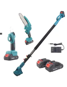 Set Foarfeca de Gradina și Mini Drujba 6 inch, 48V, 2 Acumulatori, Brat Telescopic 2 m, Unghi Reglabil de Taiere-09 2