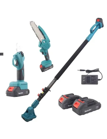 Set Foarfeca de Gradina și Mini Drujba 6 inch, 48V, 2 Acumulatori, Brat Telescopic 2 m, Unghi Reglabil de Taiere-09