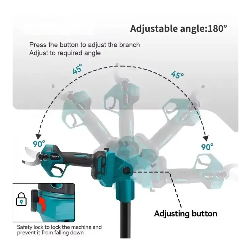 Foarfeca de Gradina , 48V, 2 Acumulatori, Brat Telescopic 2m, Unghi Reglabil de Taiere-07