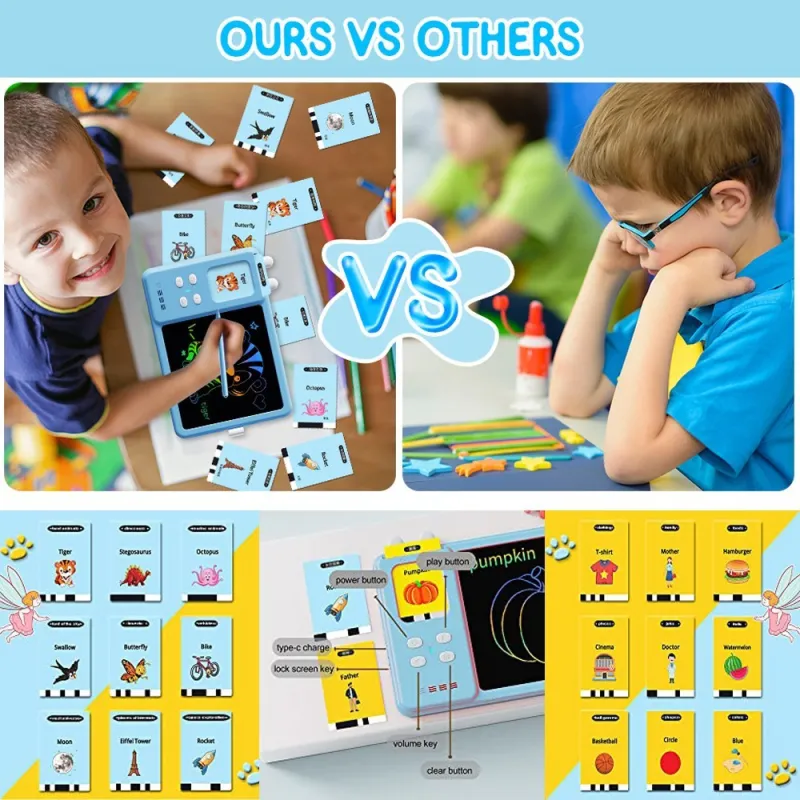 Set tableta LCD 2 in 1 pentru copii, cu cititor de carduri, MorFansi 3 ani+