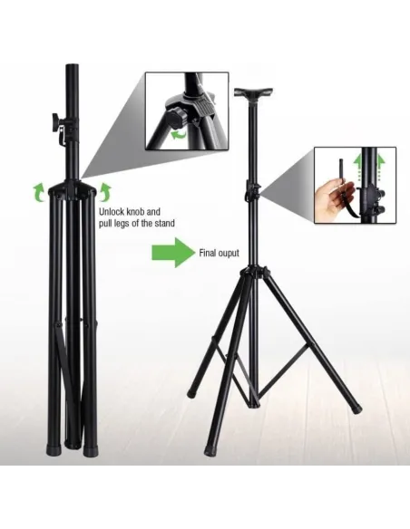 Trepied boxe cu suport de plastic, 1.5M, 40kg maxim, negru KMJ-001