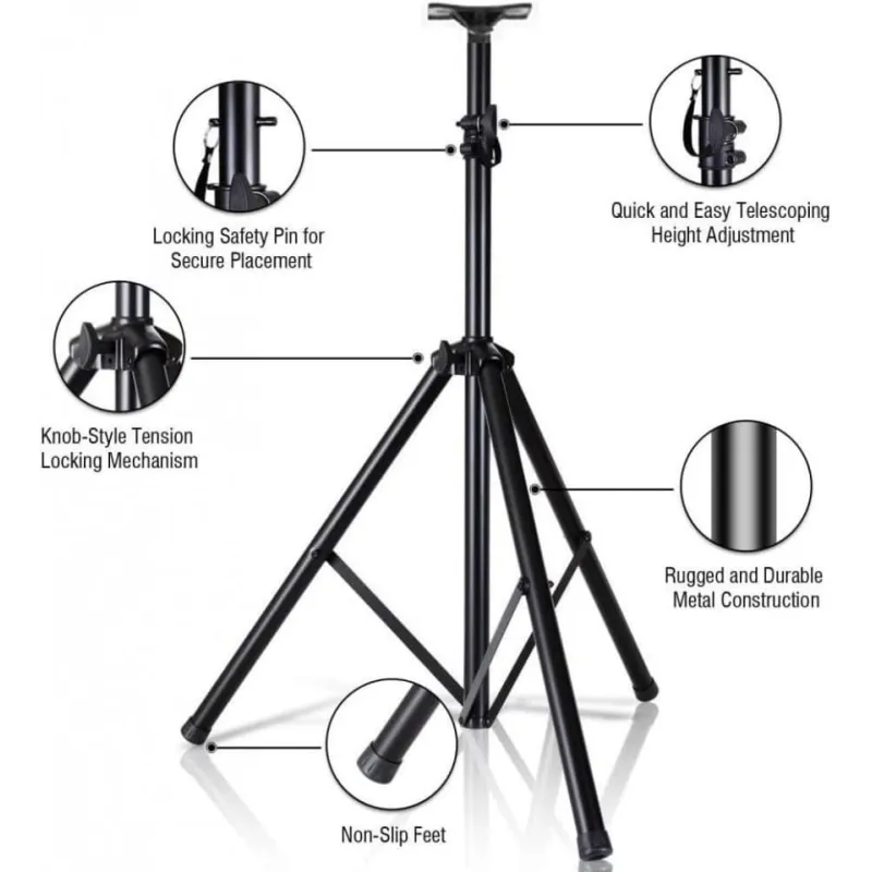 Trepied boxe cu suport de plastic, 1.5M, 40kg maxim, negru KMJ-001