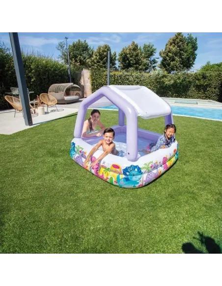 Piscina copii cu acoperis culoare violet 157×157×122 cm