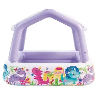 Piscina copii cu acoperis culoare violet 157×157×122 cm 2