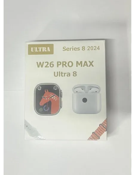 Ceas inteligent W26 Ultra Max negru cu căști