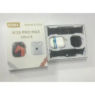 Ceas inteligent W26 Ultra Max negru cu căști
