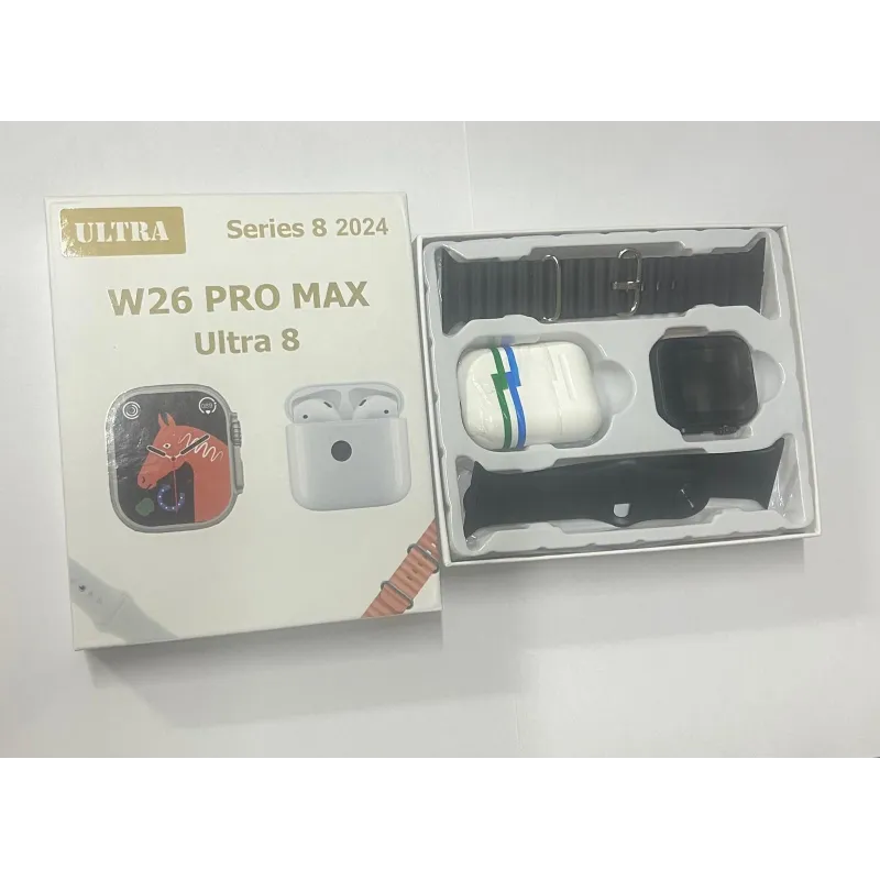 Ceas inteligent W26 Ultra Max negru cu căști