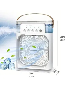 Mini răcitor de aer portabil 4 in 1 cu umidificator LED 7 Culori, Timer și 3 Viteze, alimentare USB 2